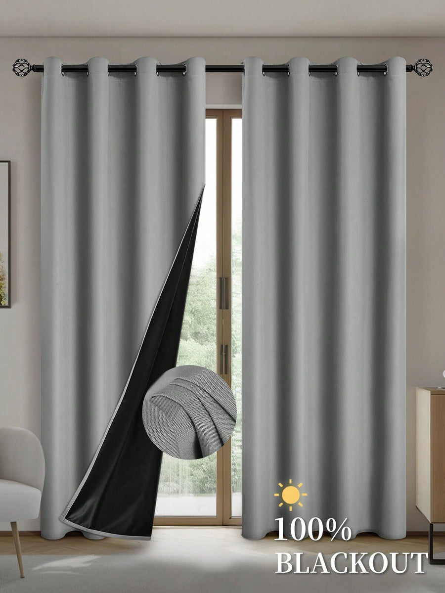 1pc/2pcs Sun-Blocking And Heat-Insulating Window Curtain With Coated Insulation Lining Suitable For Living Room, Bedroom, Kitchen, Bathroom, Home Decor, Room Decor